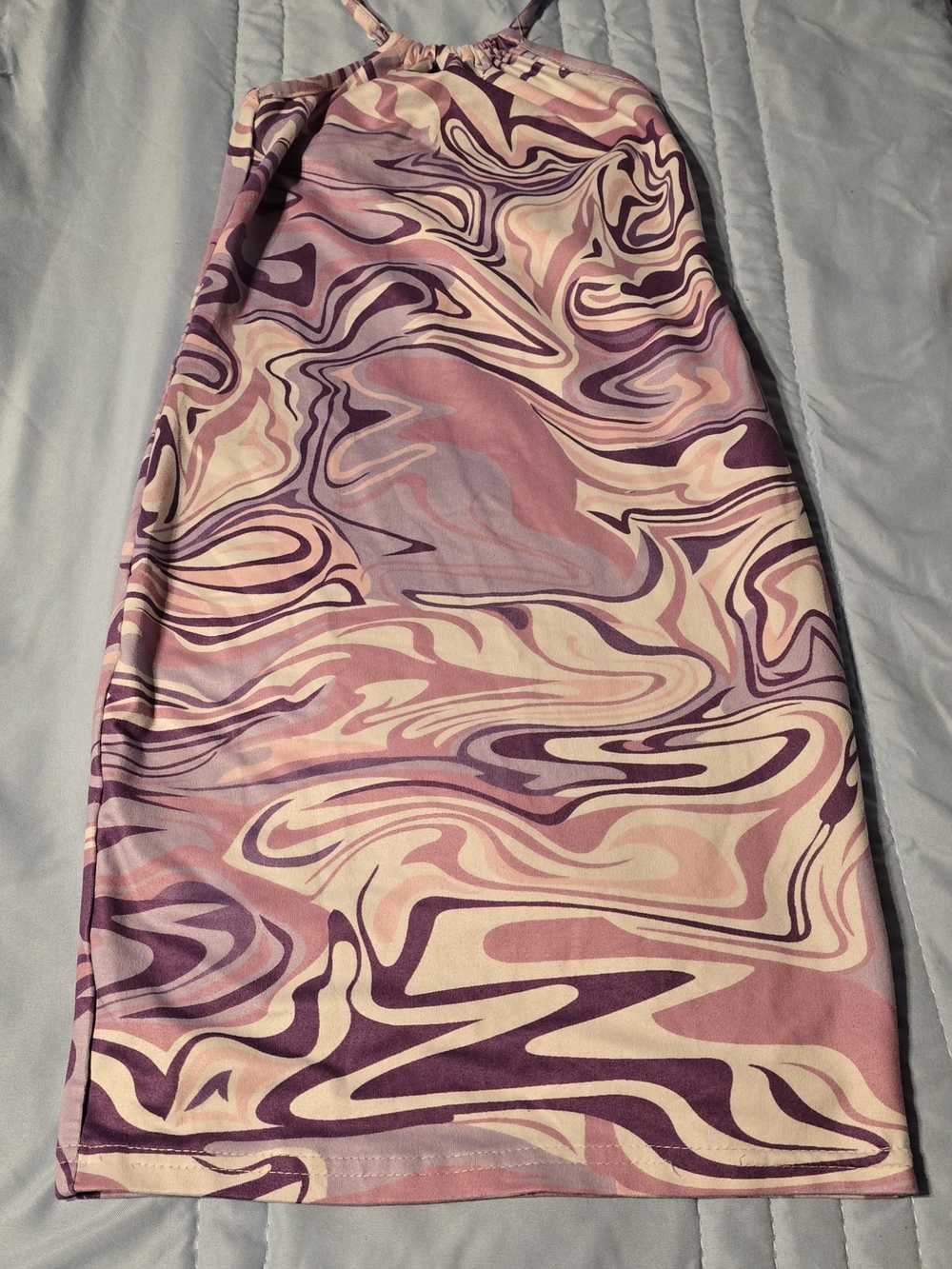 SHEIN Pink Purple Swirl Halter Cover-Up Dress
